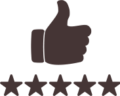 ThumbsUpIcon A thumbs-up icon with five stars underneath